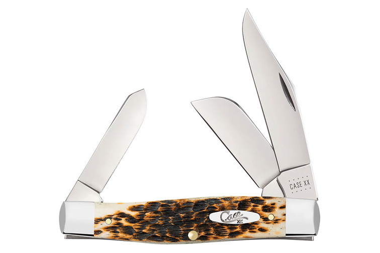Case Large Stockman Amber Bone