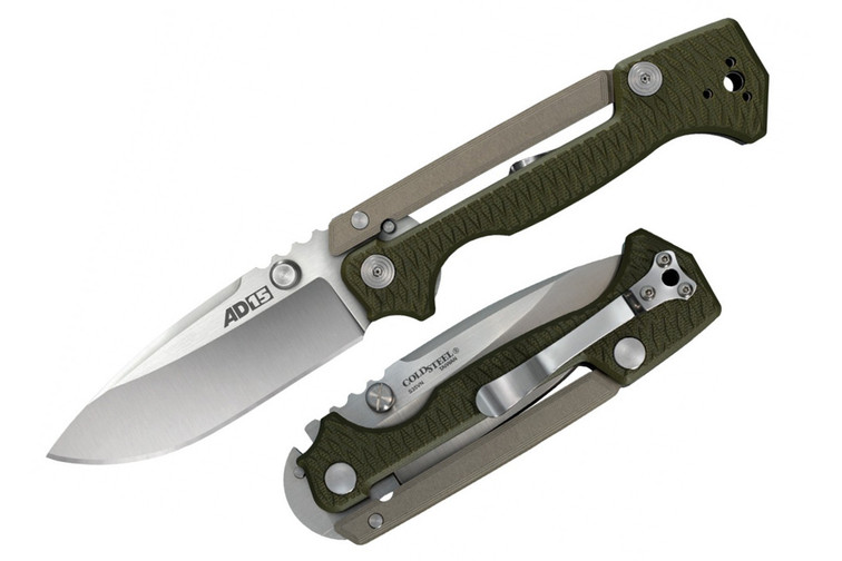 Cold Steel AD-15 Scorpion lock folding knife with OD green G-10 handles and aluminum. 