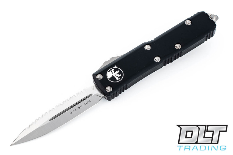 Microtech UTX-85 D/E - Black Handle - Full Serrations - Satin Blade
