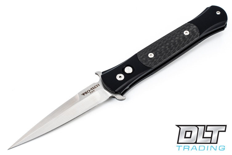 Pro-Tech Don - Black Handle - Carbon Fiber Inlay - Satin Blade