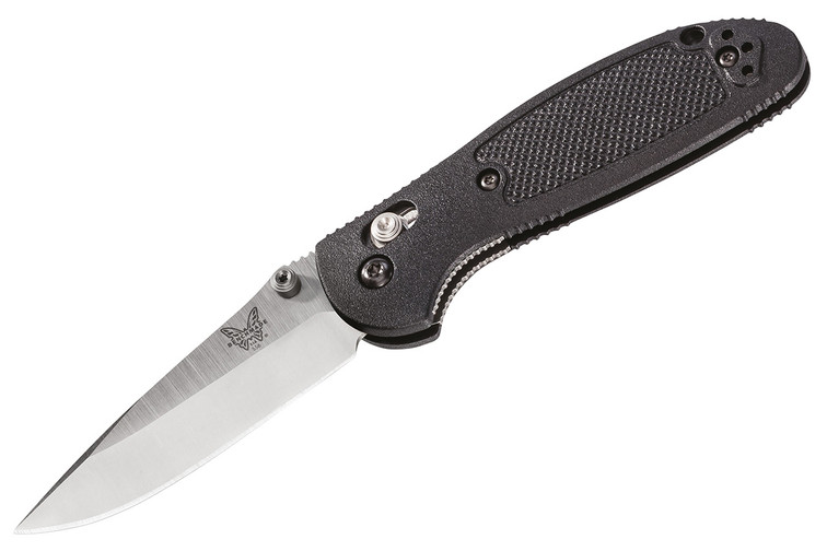 Benchmade 556 S30V Mini Griptilian with black handles and satin blade. 