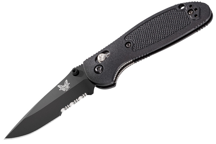 Benchmade 556SBK S30V Mini Griptilian with black blade and black handles. 