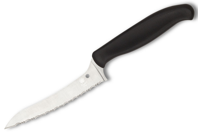 Spyderco Z-Cut Kitchen Knife - Pointed Tip - Black - Serrated