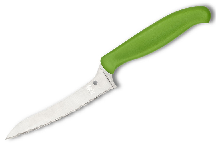 Spyderco Z-Cut Kitchen Knife - Pointed Tip - Green - Serrated