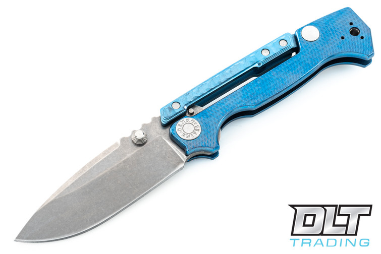 Demko MG AD15 20CV - Textured Titanium - Blue Sculpted Lockbar