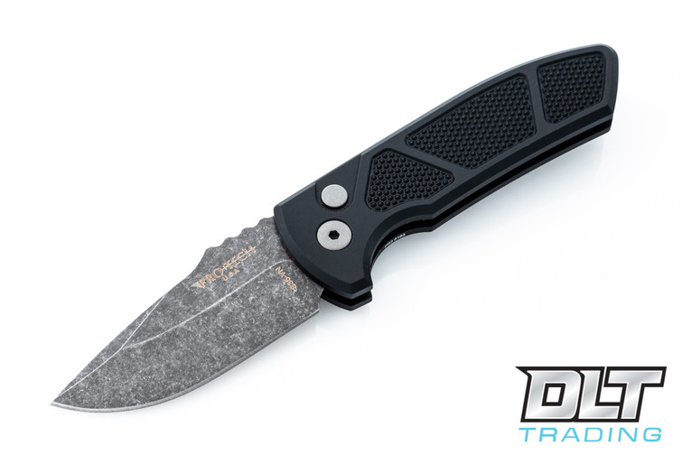 Pro-Tech SBR - Black Handle - Machined Texture - Acid Washed Blade