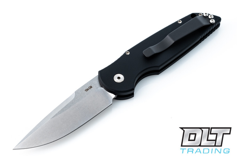 Pro-Tech TR3 Left-Handed - Black Handle - Stonewashed Blade