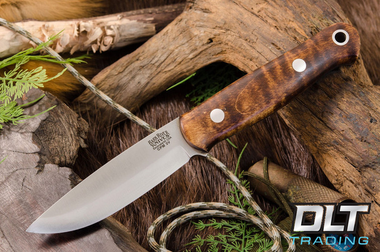 Bark River Knives | Bushcrafter LT 3V - Dark Curly Maple