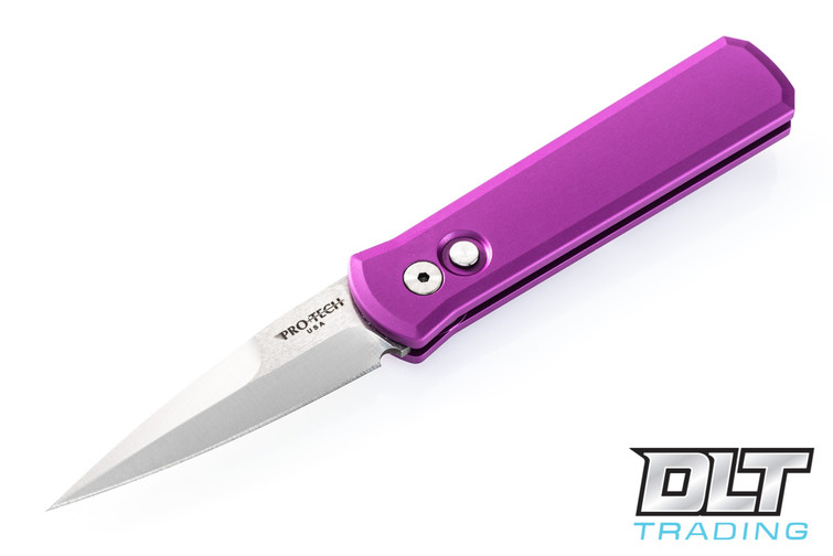 Pro-Tech Godson - Purple Handle - Satin Blade