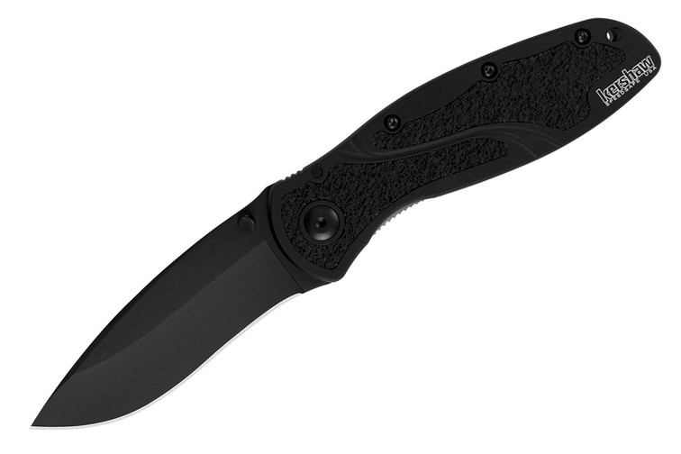Kershaw Blur 1670BLK with 3.4" 14C28N recurved blade, black cerakote, SpeedSafe assisted opening, aluminum Trac-Tec handle.