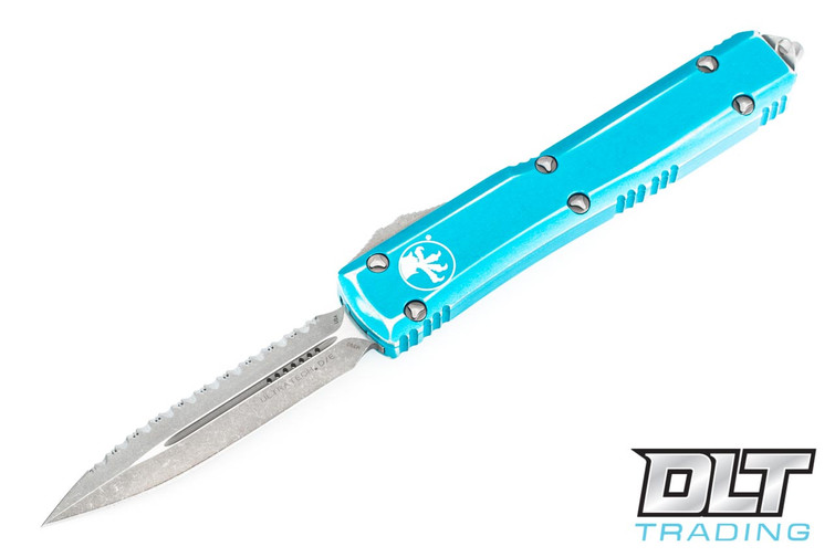 Microtech 122-12DTQ Ultratech D/E - Distressed Turquoise Handle - Stonewashed Blade