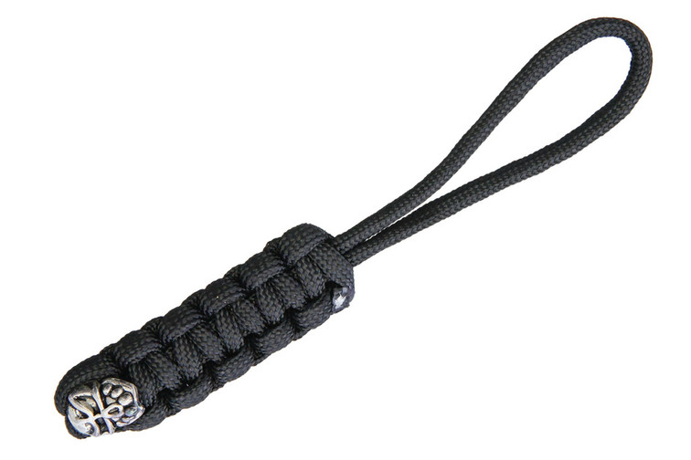 Bestech Knife Lanyard - Black with Skull Bead