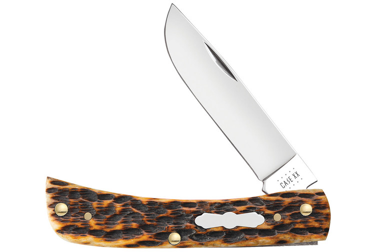Case Sod Buster Jr Pocket Worn Antique Peach Seed Jigged Bone
