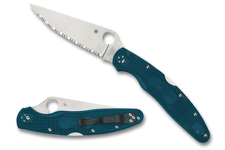 Spyderco C07FS4K390 Police 4 Lightweight - Blue FRN - K390 Blade - Fully Serrated