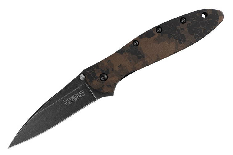 Kershaw 1660DEB Leek - Brown Digital Camo - Blackwash Blade