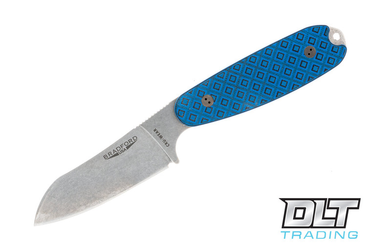Bradford Guardian 3.5 Cru-Wear - Black & Blue G-10 - Sheepsfoot - Stonewashed