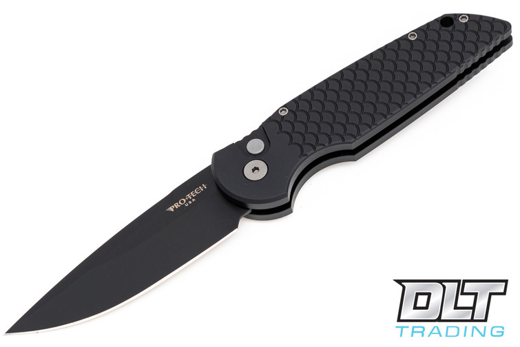 Pro-Tech TR-3 - Black Fish Scale Handle - Black D2 Blade