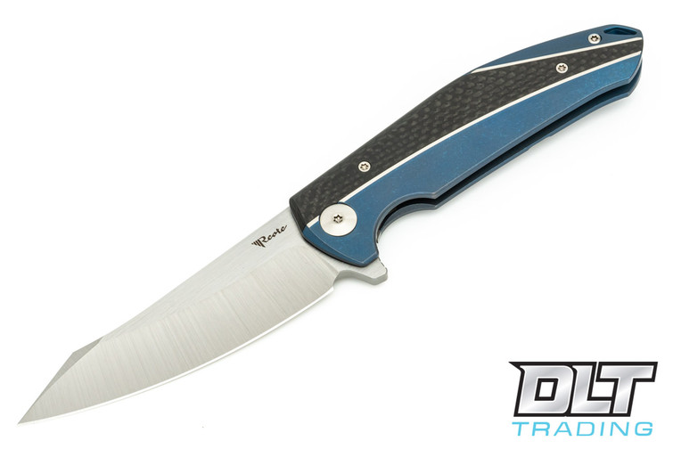 Reate K-1 - Blue Anodized Titanium - Carbon Fiber Inlay - Satin Blade