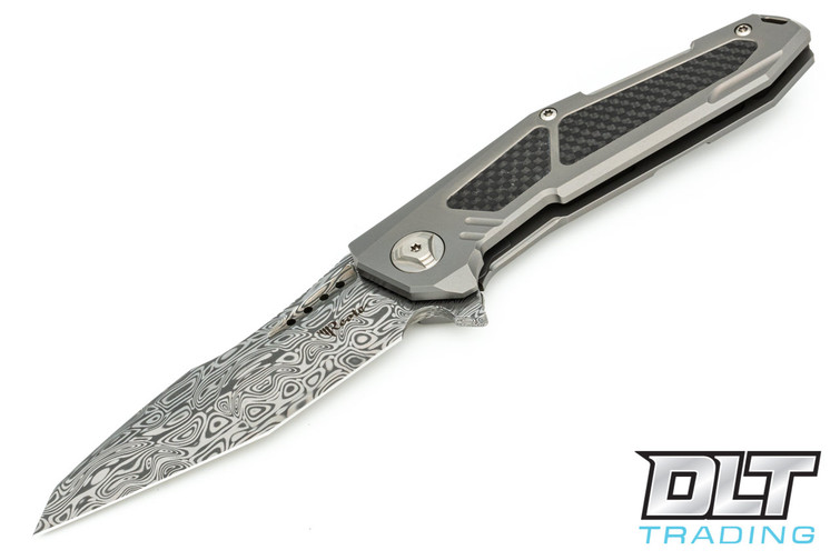 Reate K-3 - Titanium - Carbon Fiber Inlay - Damasteel Tanto Blade