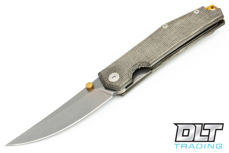 GiantMouse ACE Clyde - Green Canvas Micarta - Brass Hardware - DLT