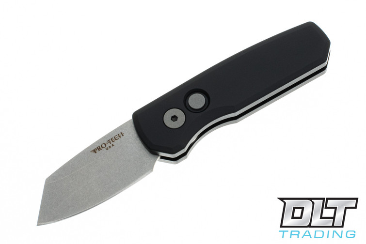 Pro-Tech Runt 5 - Black Handle - Stonewashed Blade - Reverse Tanto