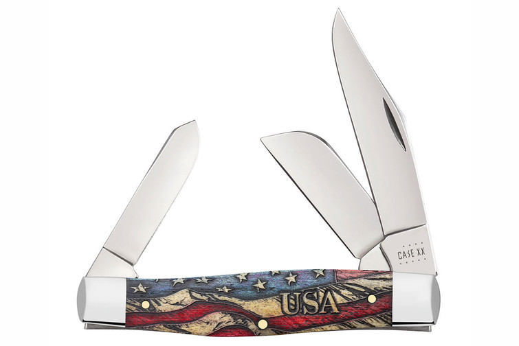 Case Large Stockman Natural Bone - Vintage Flag