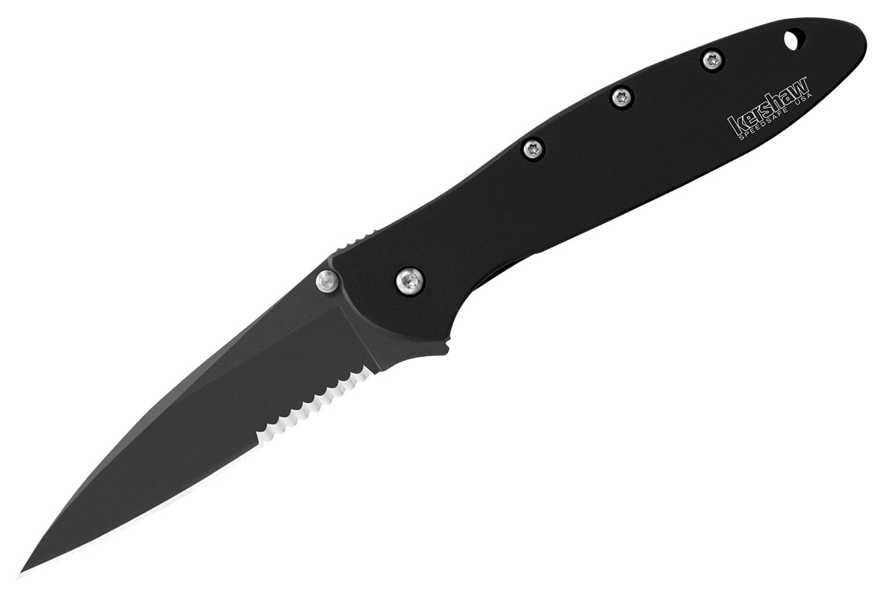 Kershaw Leek 1660CKTST Black Serrated Knife | USA Made
