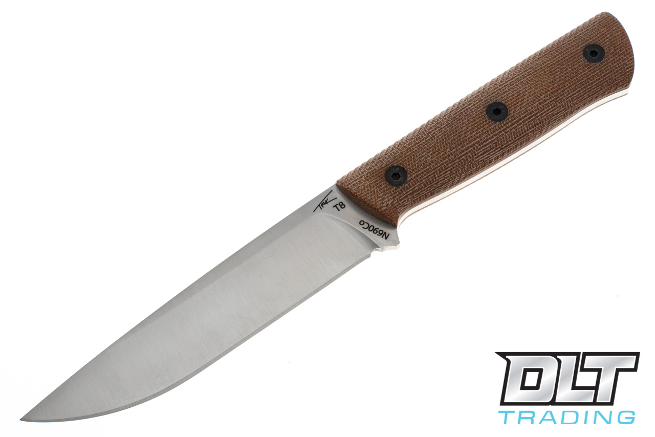TFK T8 - Satin Finish N690 Blade - Natural Canvas - Brown Leather