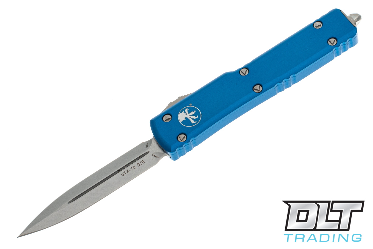 Microtech UTX-70 D/E - Blue Handle - Stonewashed Blade