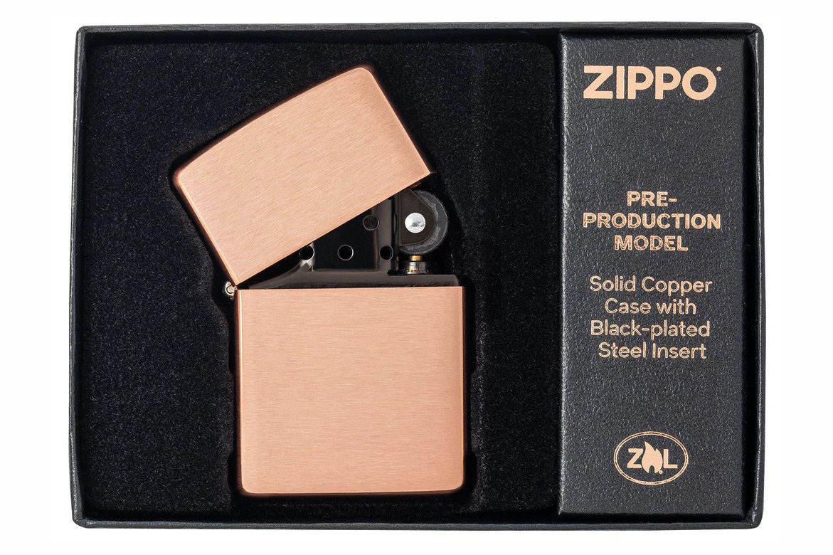 ZIPPO Solid Copper [飴色]ヘアライン 2002年製(希少)