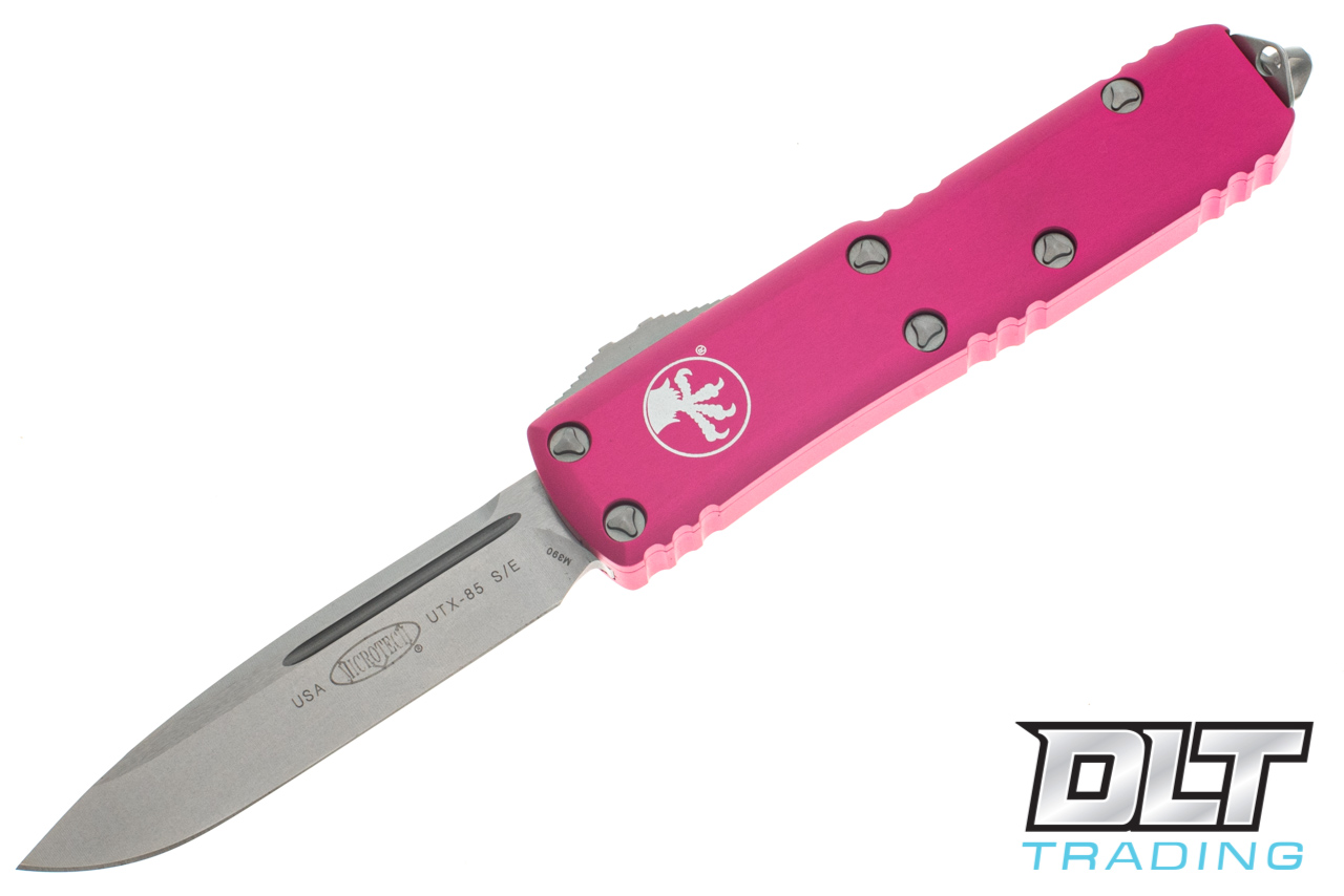 Microtech UTX-85 S/E - Pink Handle - Stonewashed Blade