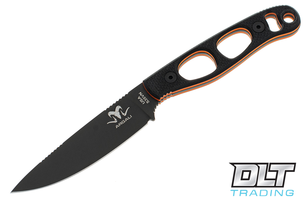 Argali Carbon Stealth - Black G-10 - Orange Liners - Black Kydex