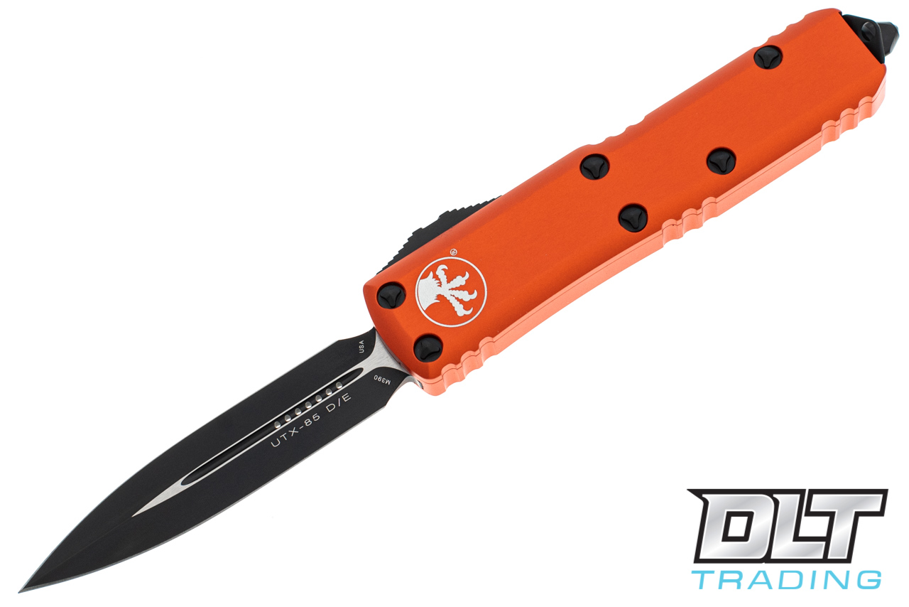 Microtech UTX-85 D/E - Orange Handle - Black Blade