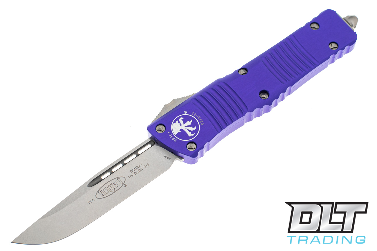 Microtech Combat Troodon S/E - Purple Handle - Stonewashed Blade