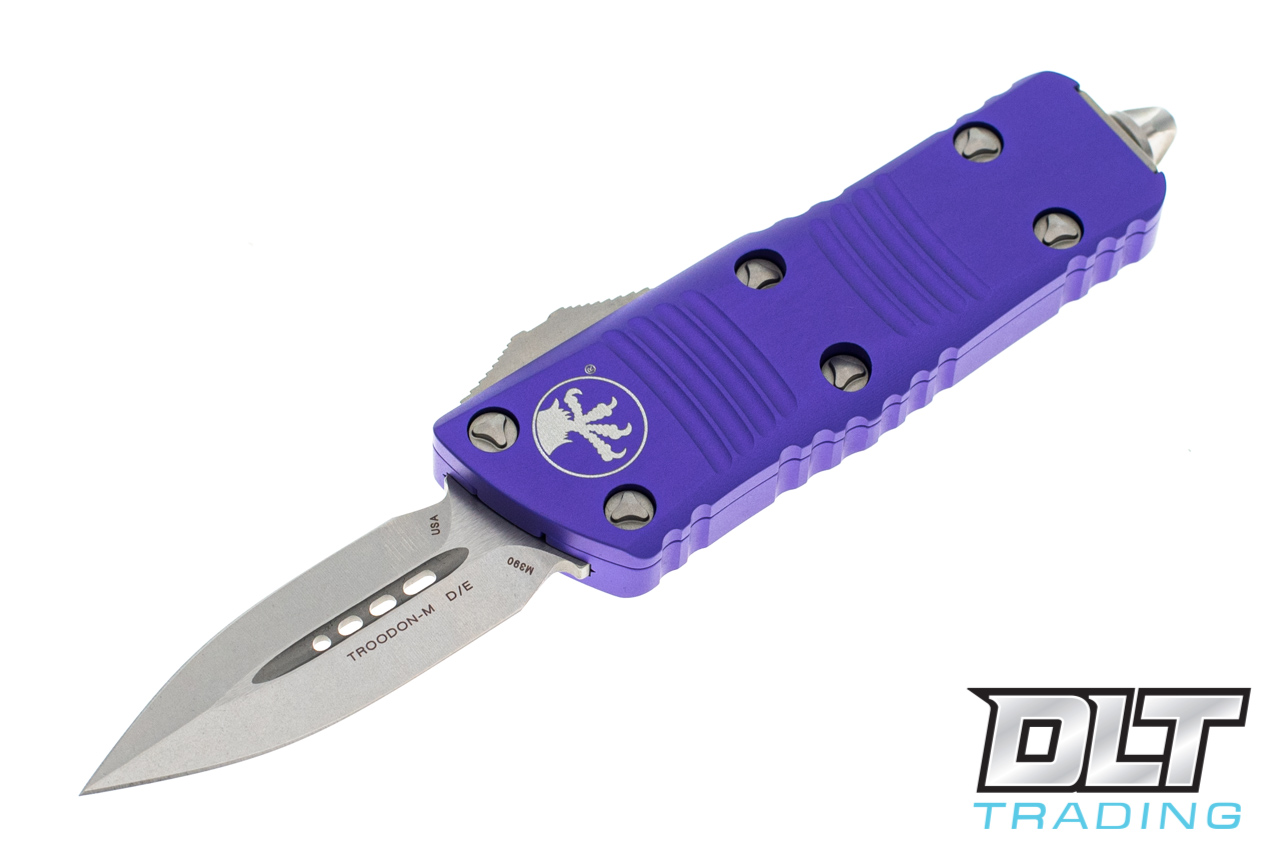 Microtech 238-10PU Mini Troodon D/E - Purple Handle - Stonewashed