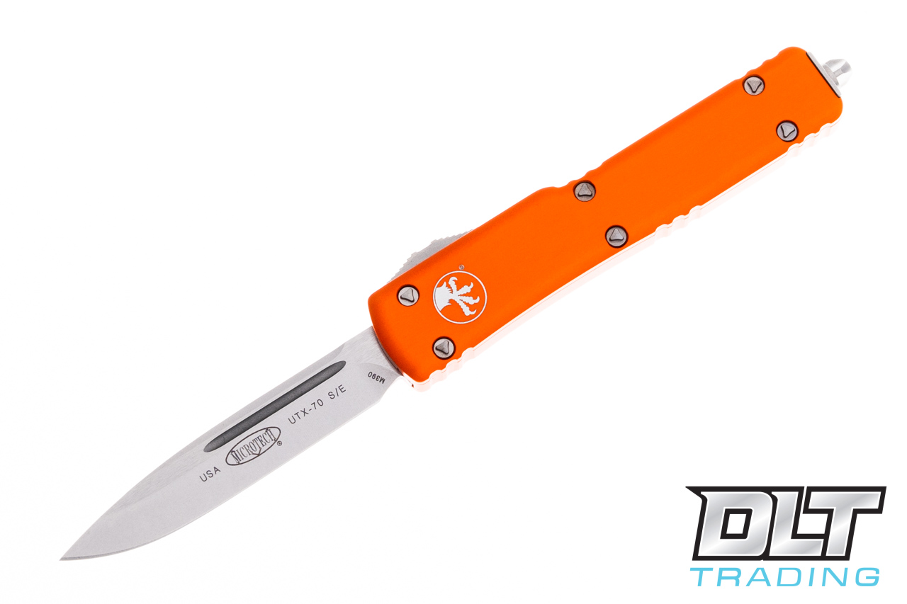 Microtech UTX-70 S/E - Orange Handle - Stonewashed Blade