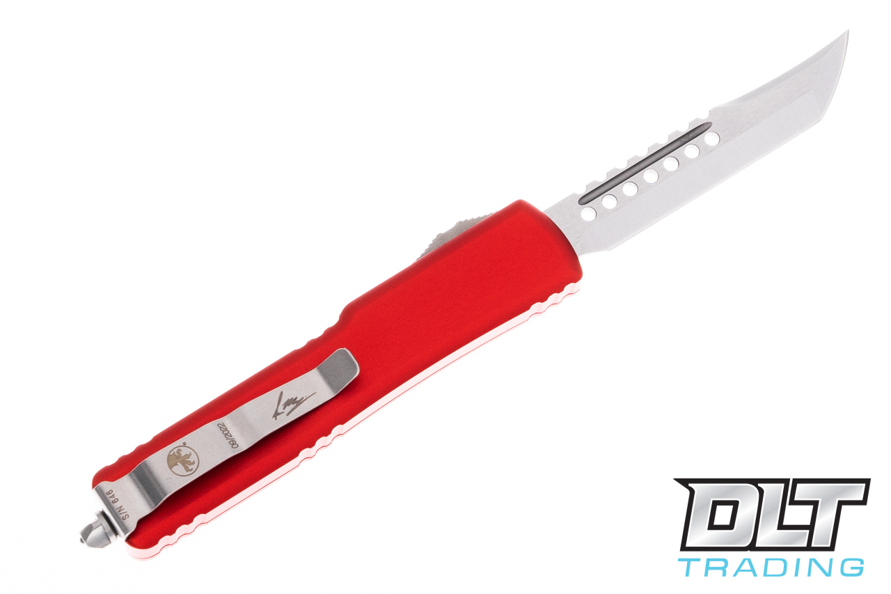 Microtech UTX-70 Hellhound - Red Handle - Stonewashed Blade