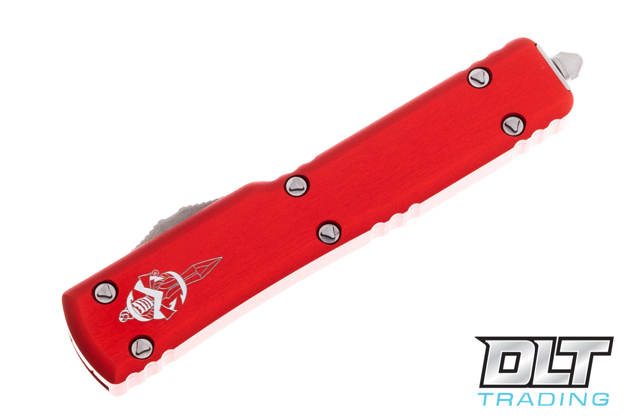 Microtech UTX-70 Hellhound - Red Handle - Stonewashed Blade