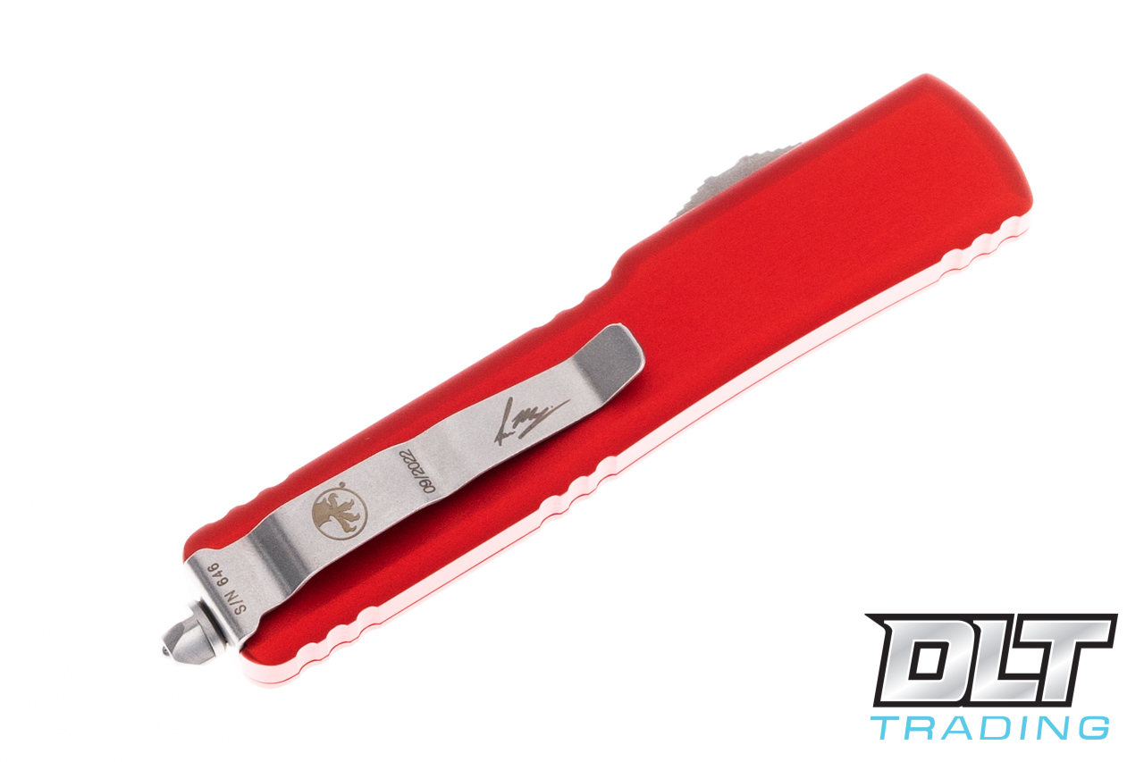 Microtech UTX-70 Hellhound - Red Handle - Stonewashed Blade