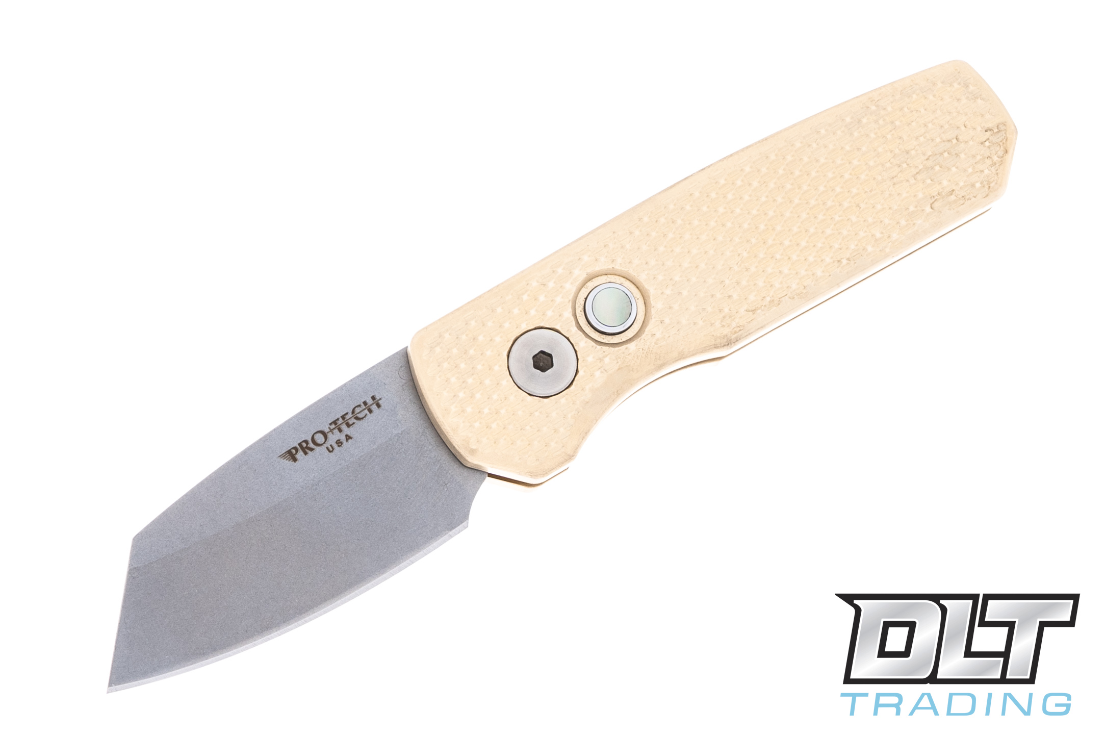 Pro-Tech Runt 5 - Textured Bronze Handle - Stonewashed Reverse
