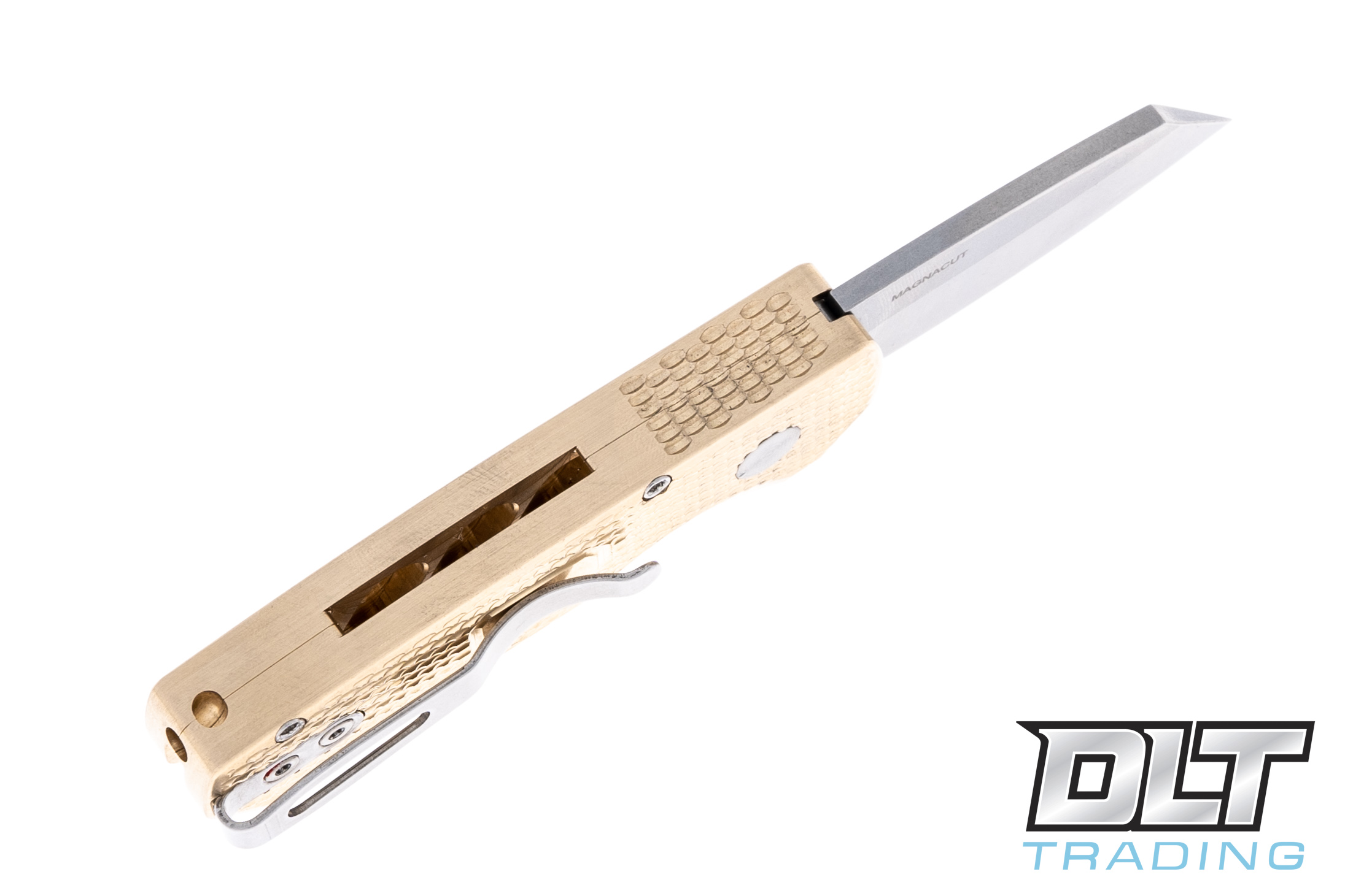 Pro-Tech Runt 5 - Textured Bronze Handle - Stonewashed Reverse