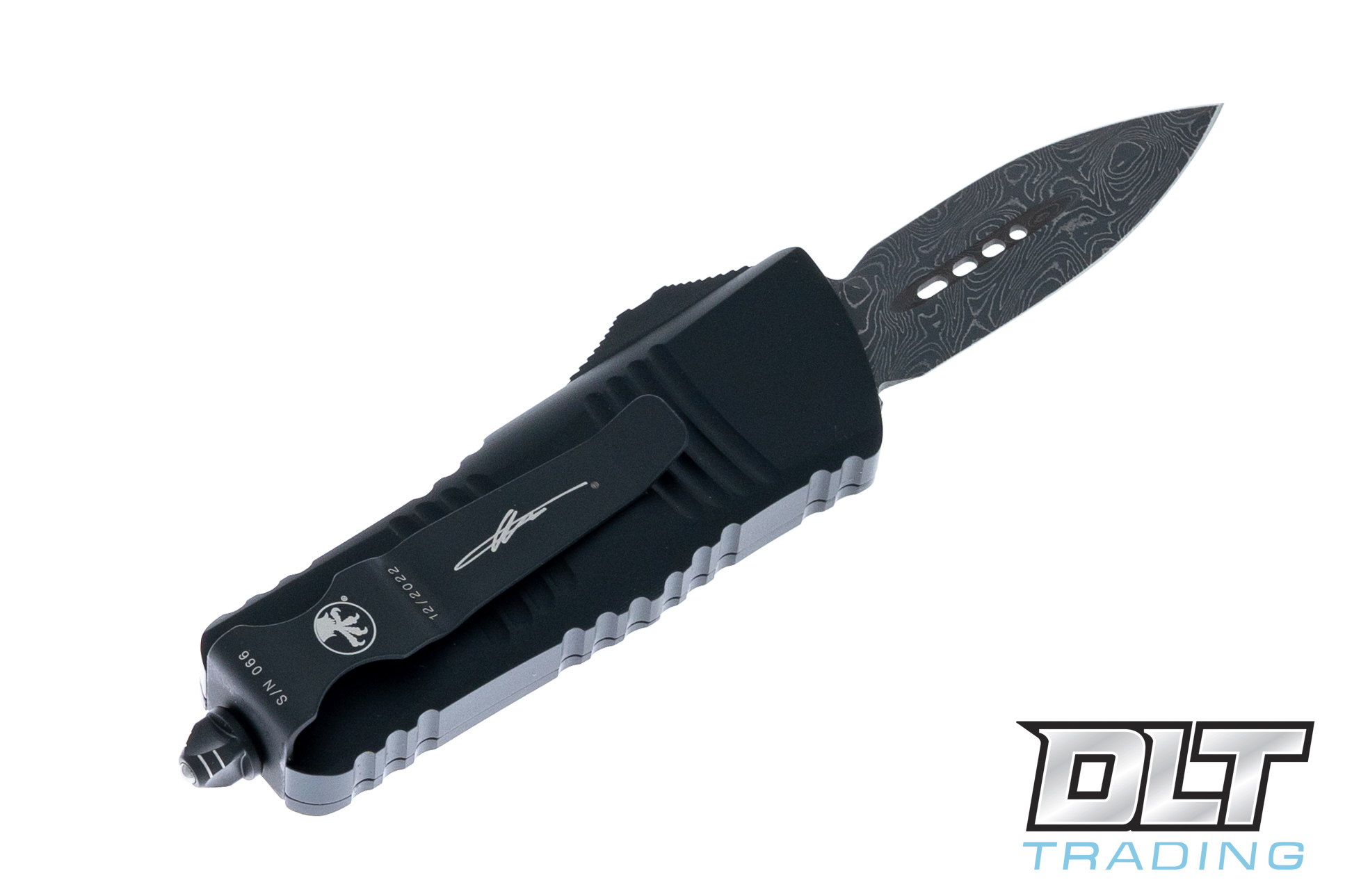 Microtech 238-16S Mini Troodon D/E - Black Handle - Damascus Blade