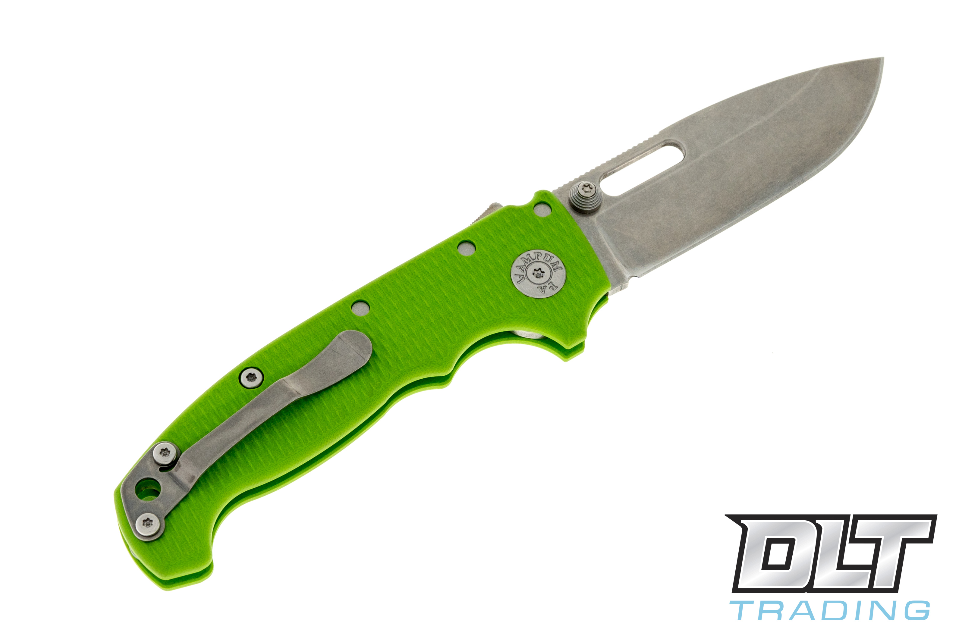 Demko MG AD20S Elmax - Slotted Drop Point - Neon Green G-10 - DLT