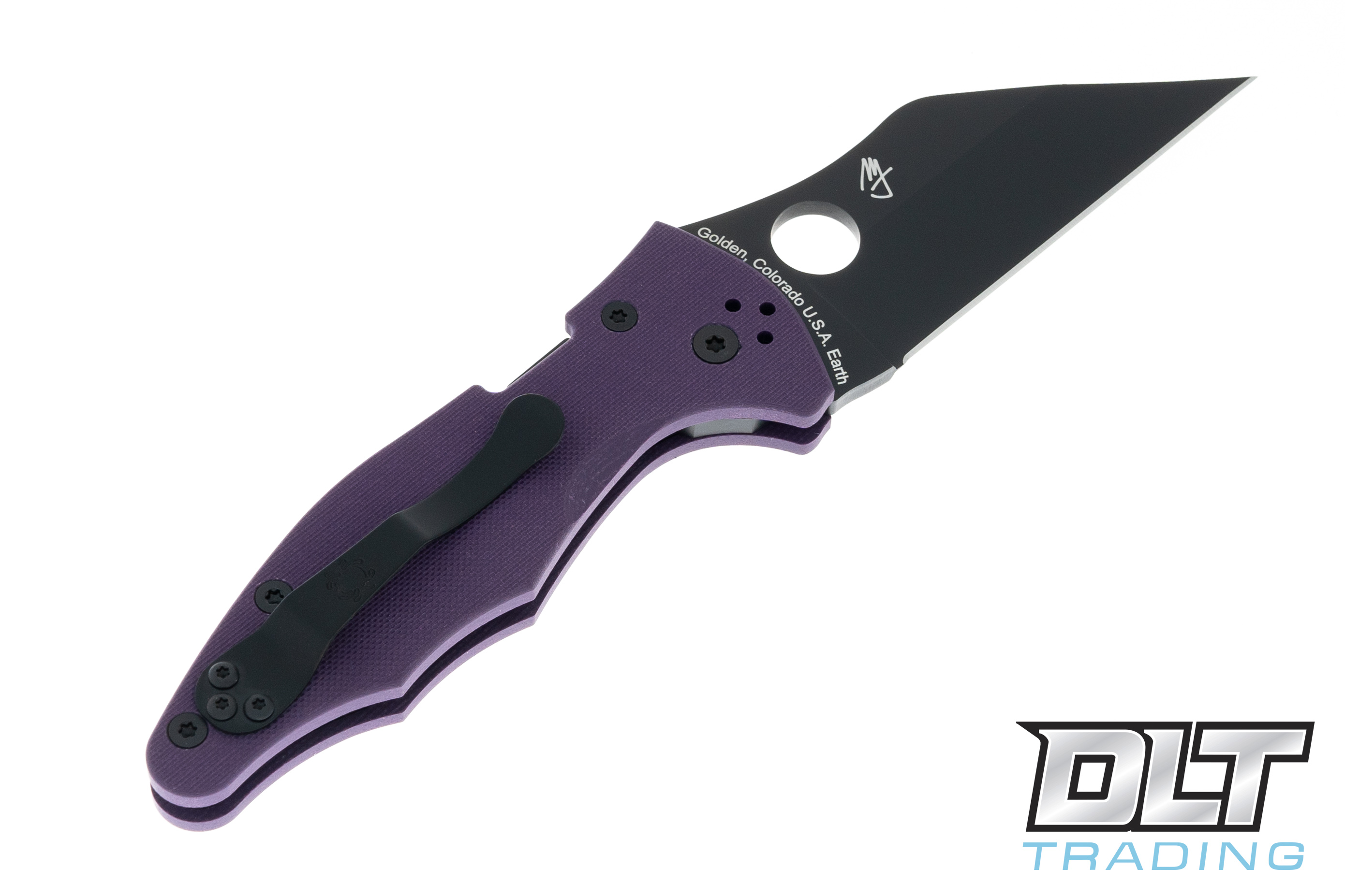 Spyderco C85GPPRBK2 Yojimbo 2 Purple G-10 - Black Cru-Wear Blade