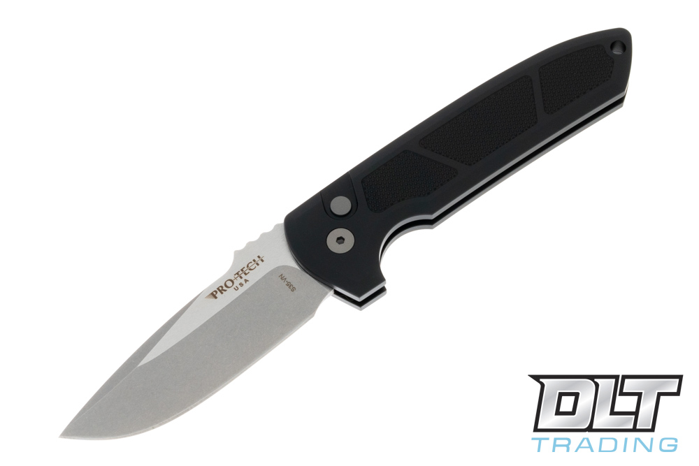 Pro-Tech Rockeye - Textured Black Handle - Stonewashed Blade - DLT