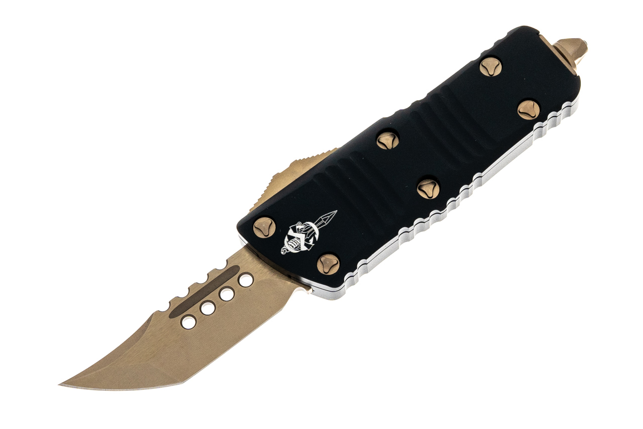 Microtech 819-13S Mini Troodon Hellhound - Black Handle - Bronze
