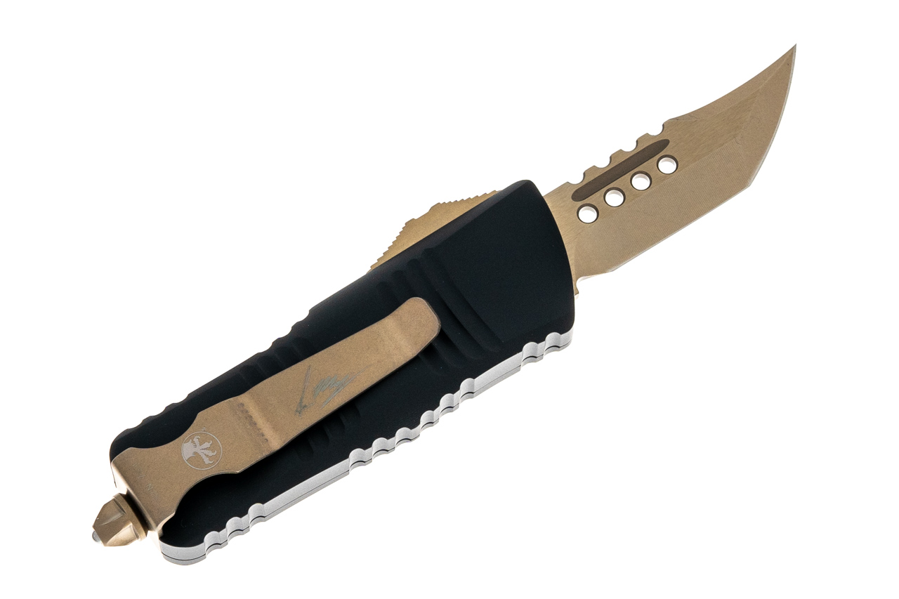 Microtech 819-13S Mini Troodon Hellhound - Black Handle - Bronze