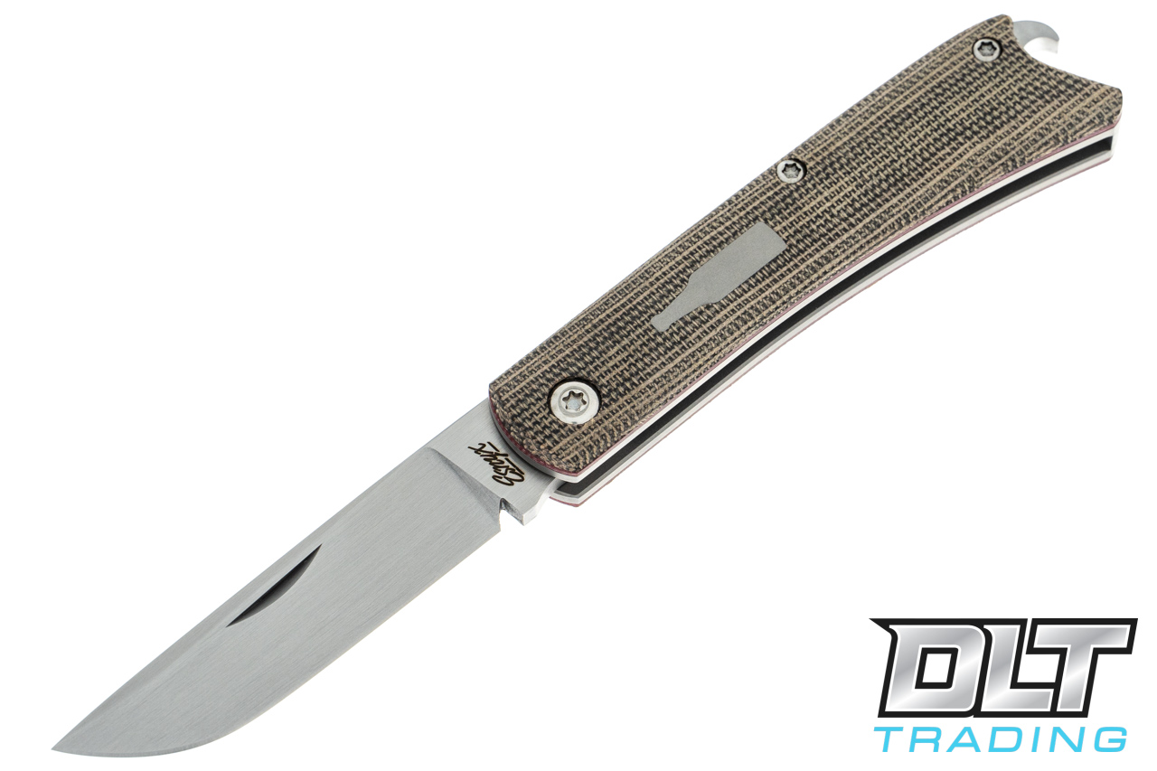 ESNYX Beer Buster Jr Slipjoint - Green Canvas Micarta - Red Liners