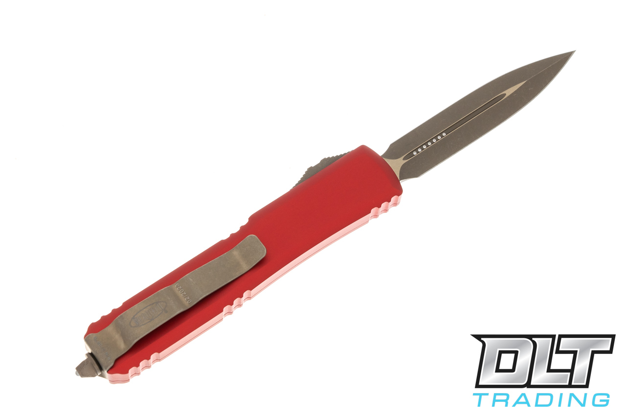 Microtech Ultratech D/E - Red Handle - Bronze Apocalyptic Blade