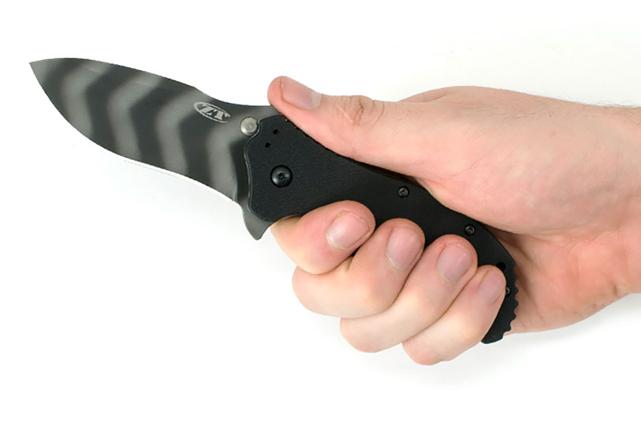 ZT 0350TS Folding Pocket Knife - Tiger Stripe Blade - 3.25